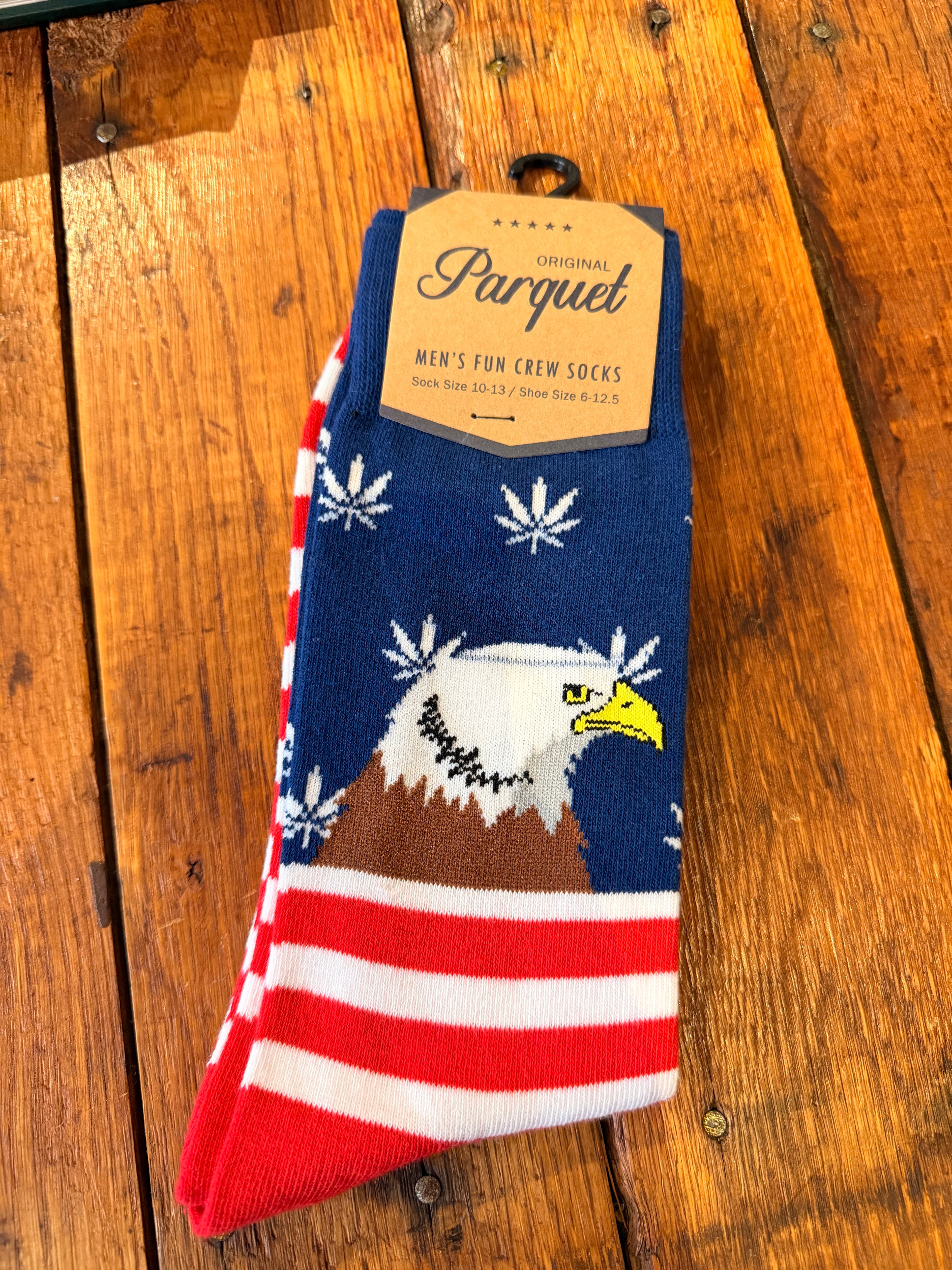 Novelty Socks American Flag Parquet