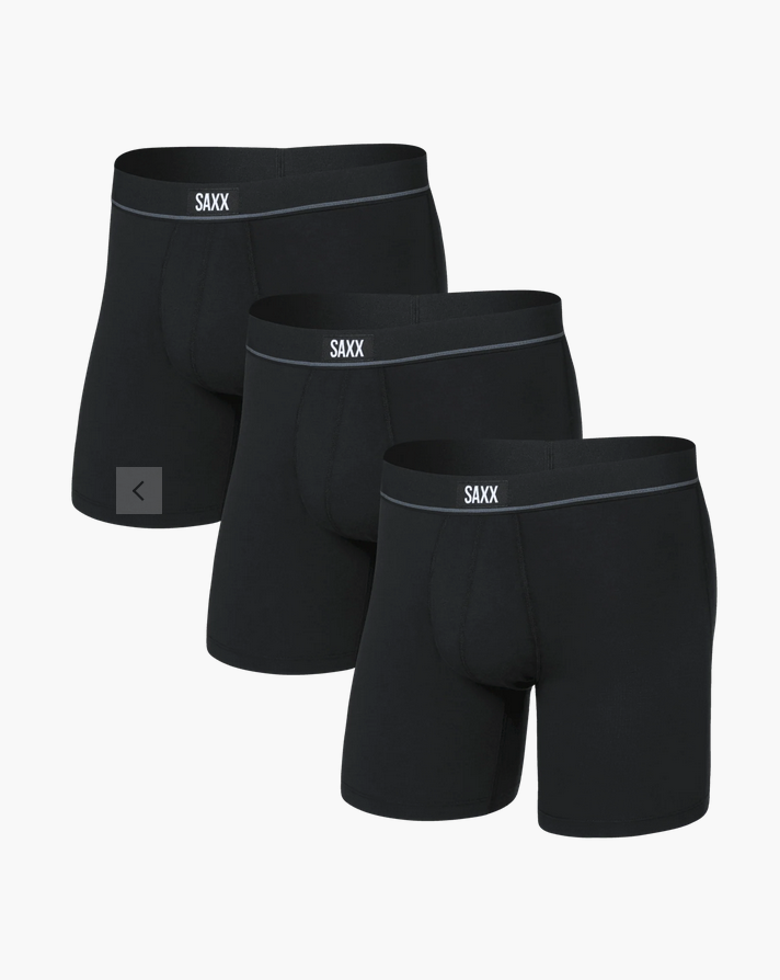 Black Essential Cotton (3 Pack) Everyday Boxer Brief 6"